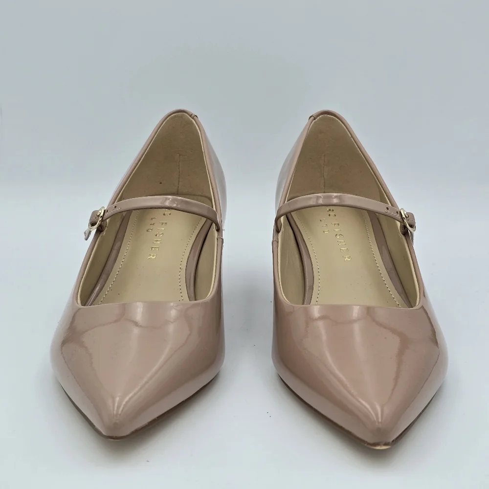 Marc Fisher LTD Luccie Mary Jane Pumps, Light Natural Patent Leather, Wmn's 5.5M - Picture 4 of 13